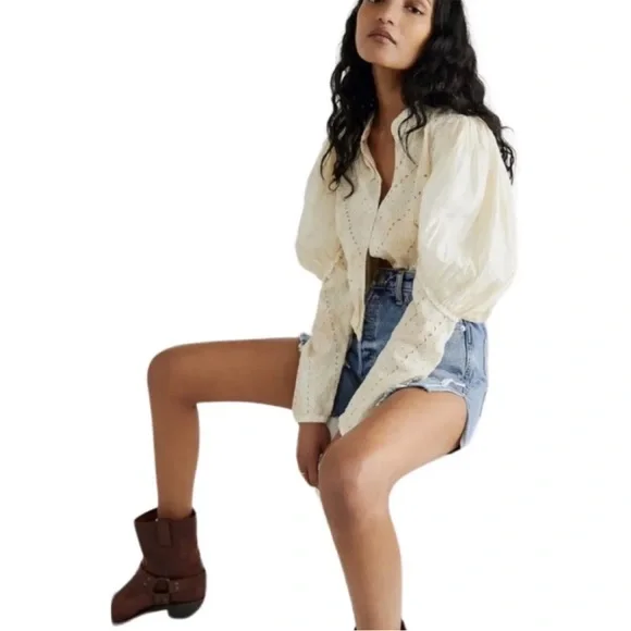 Free People Romantic Revival Lightweight Fitted Jacket XS Ivory BNWT £448. - Picture 8 of 9